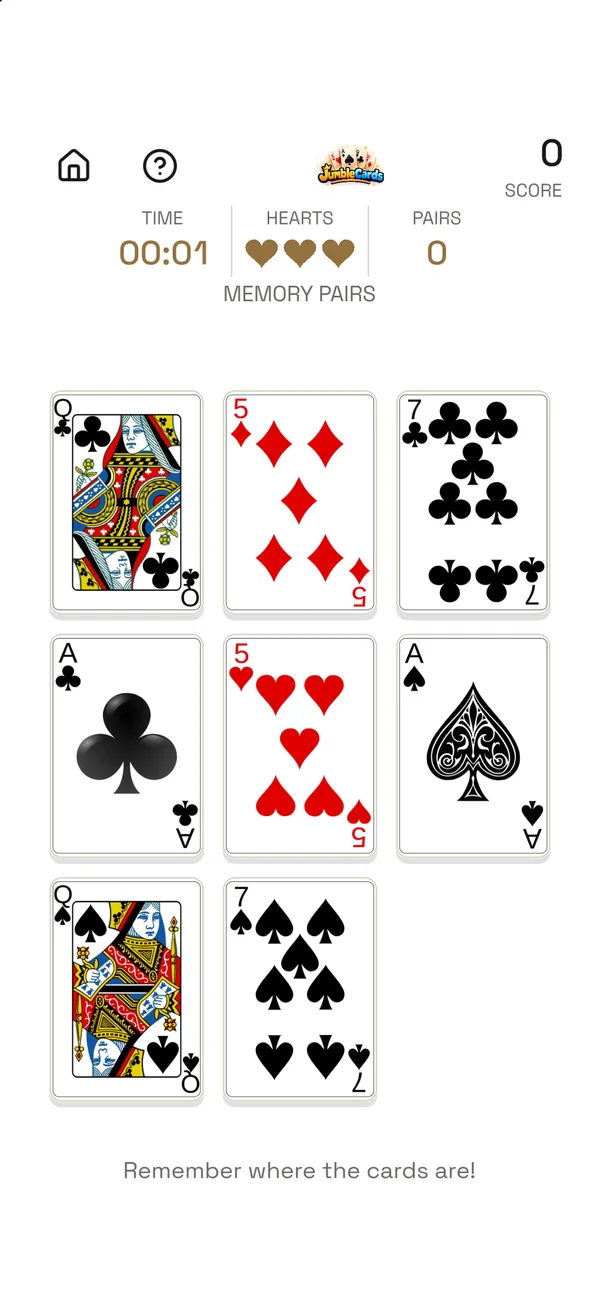 JumbleCards, screen 2