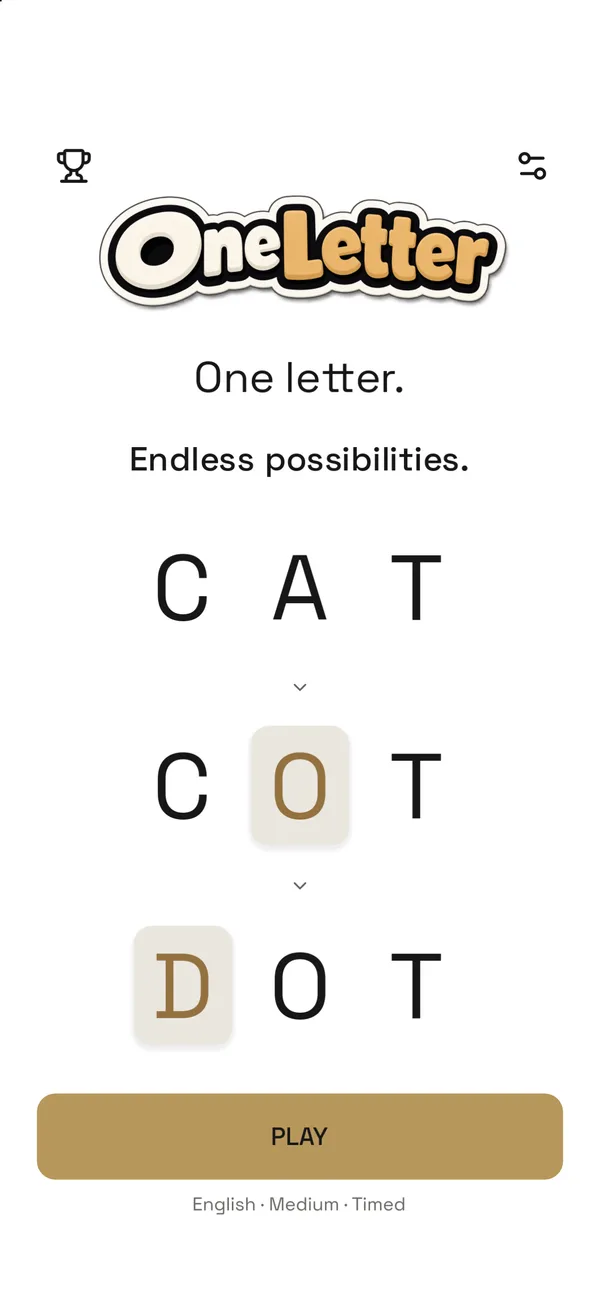 OneLetter, screen 1