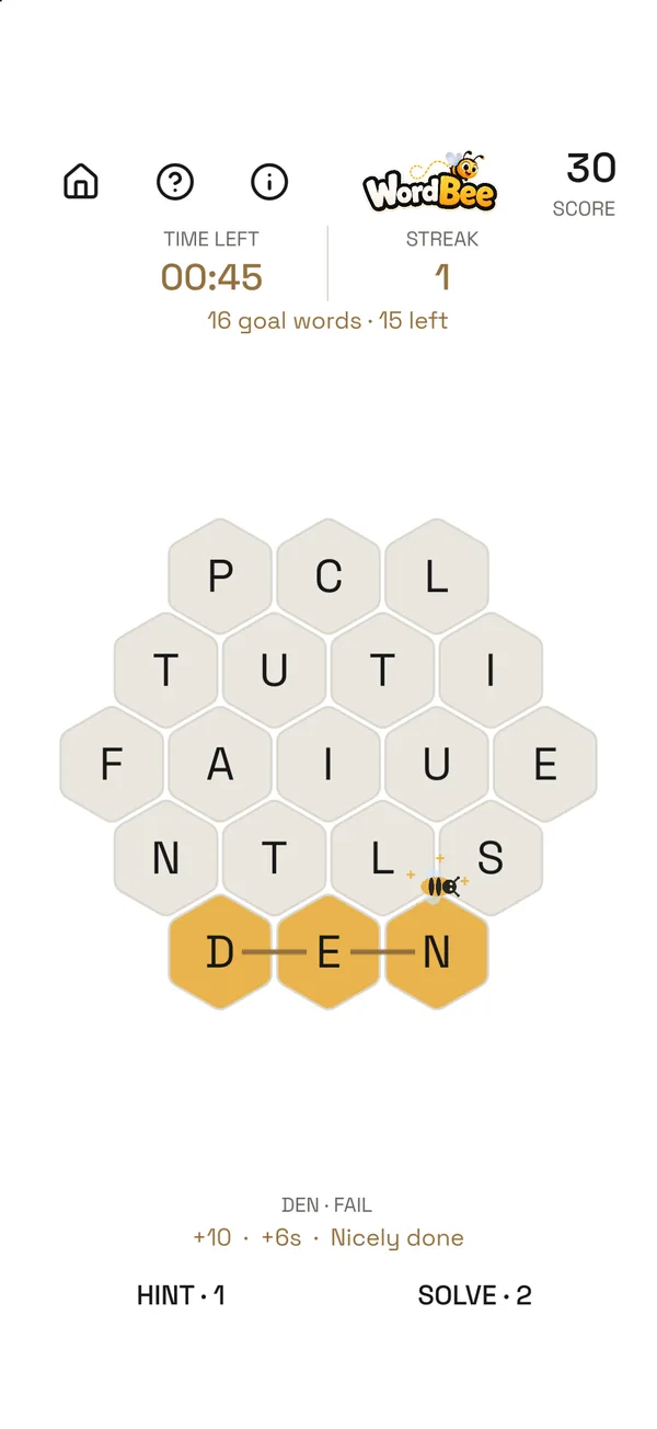 WordBee, screen 2