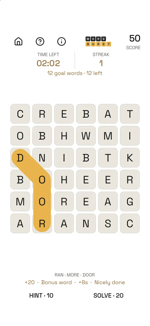 WordBurst, screen 3