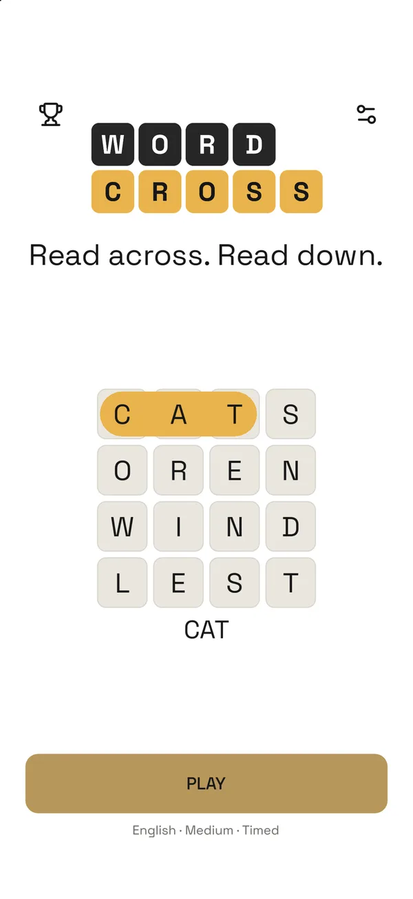 WordCross, screen 1