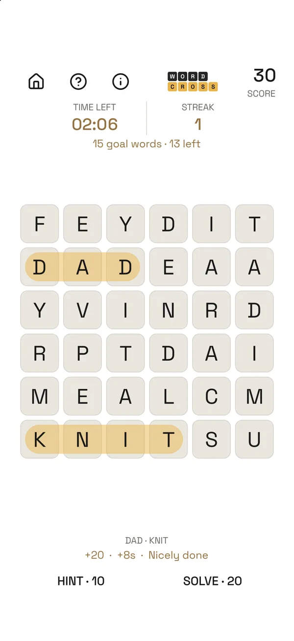 WordCross, screen 2