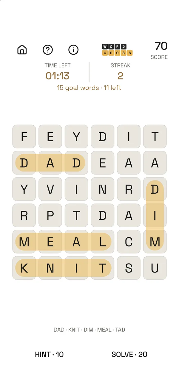 WordCross, screen 3
